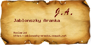 Jablonszky Aranka névjegykártya
